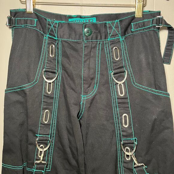 Tripp NYC Black and Green Cargo Pants Baggy with Chains ( Size 3 ) 30" Waist - Picture 5 of 8